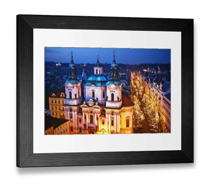 Framed Print : Church lights city street in Prague Czech Republic Framed Print : Church lights city street in Prague Czech Republic