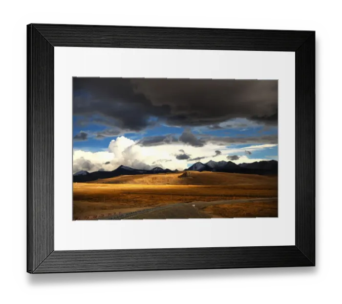 Framed Print : Dramatic mountain sunset after storm