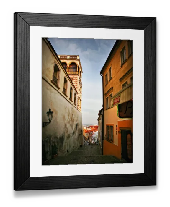 Framed Print : Beautiful Czech alleyway in Prague near Castle Framed Print : Beautiful Czech alleyway in Prague near Castle