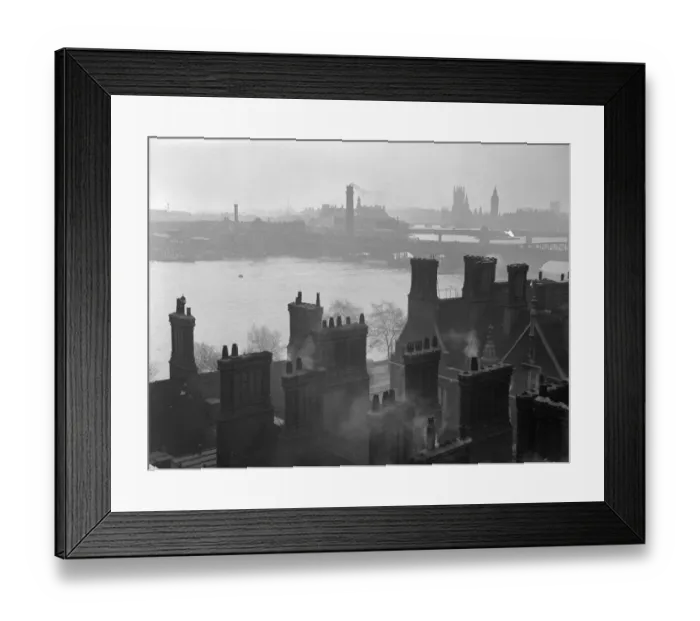Framed Print : Riverside. circa 1930: Buildings along the banks of the River Thames in London Framed Print : Riverside. circa 1930: Buildings along the banks of the River Thames in London