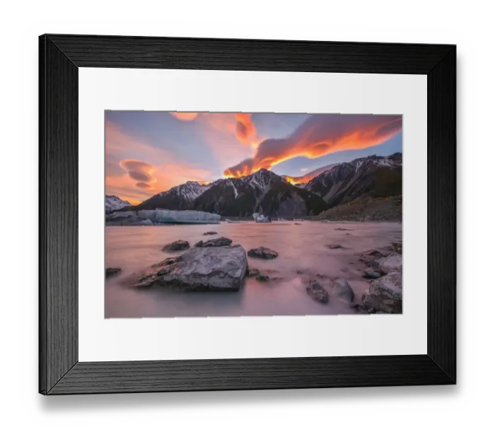 Framed Print : Lenticular Clouds during sunrise at Tasman Lake Framed Print : Lenticular Clouds during sunrise at Tasman Lake