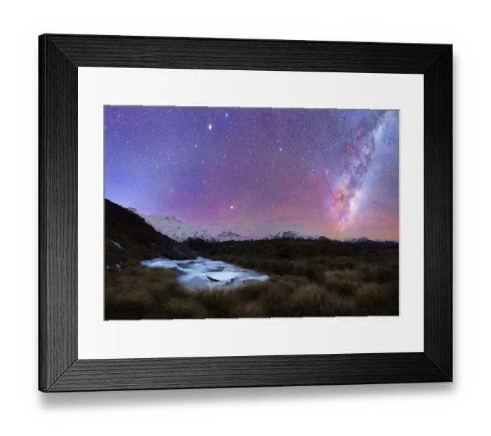 Framed Print : Tarns frozen with ice and milkyway sky above Framed Print : Tarns frozen with ice and milkyway sky above