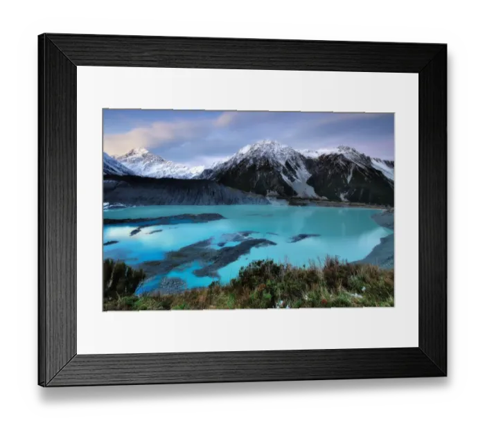 Framed Print : Mueller Glacier Lake and Mount Cook at Dusk