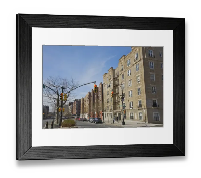 Framed Print : Large apartment buildings facing boulevard Framed Print : Large apartment buildings facing boulevard
