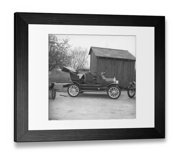 Framed Print : Ford vintage convertible car, (B&W) Framed Print : Ford vintage convertible car, (B&W)