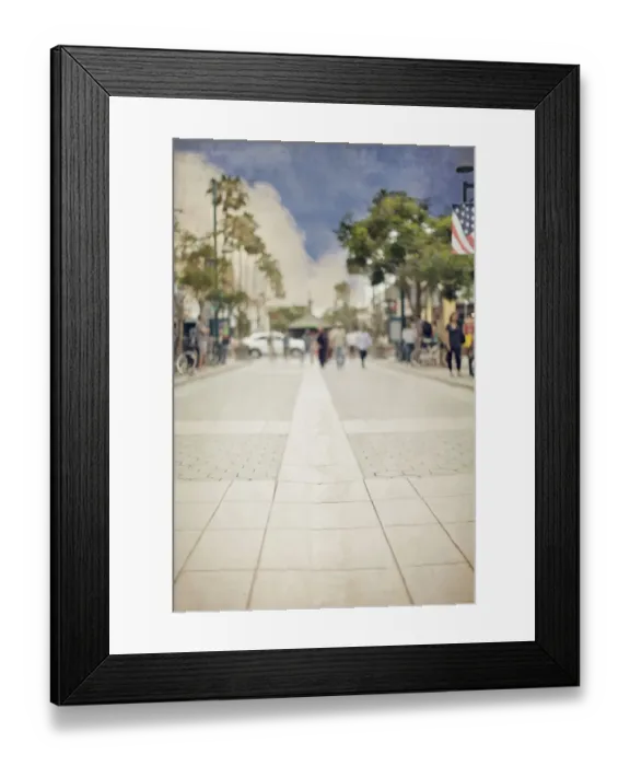 Framed Print : People Stroll Promenade in Santa Monica