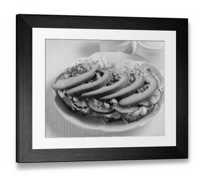 Framed Print : Layered vegetable salad on plate, close-up Framed Print : Layered vegetable salad on plate, close-up