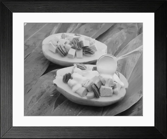 Framed Print : Avocado stuffed with pecan nut and savoury sauce