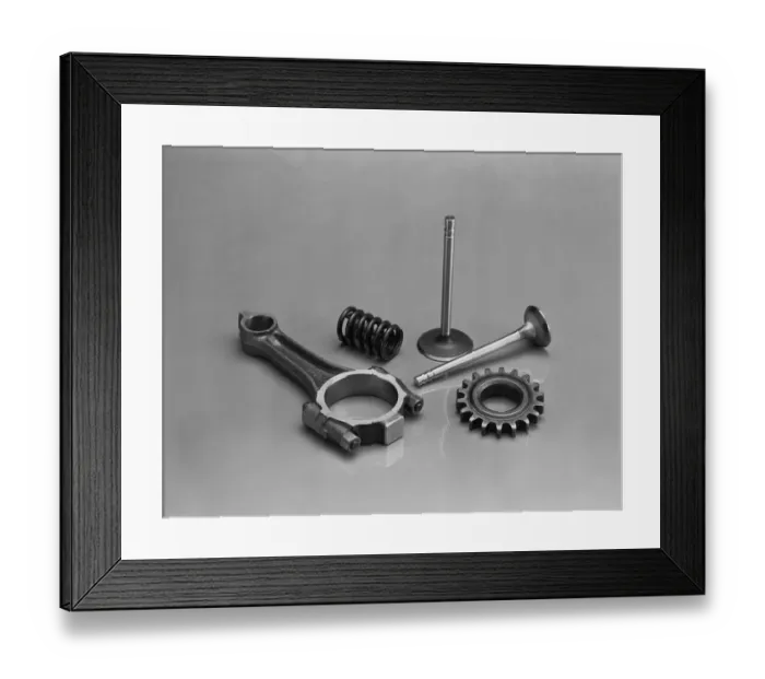 Framed Print : Engine components on grey background Framed Print : Engine components on grey background