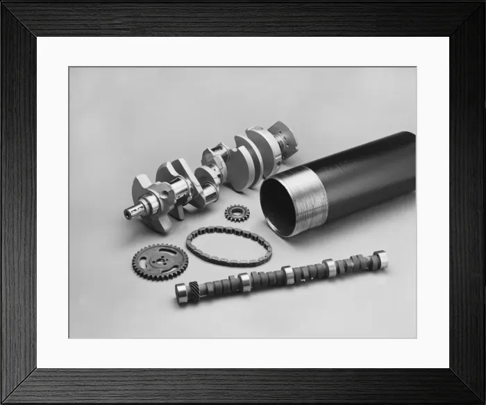 Framed Print : Engine components on white background