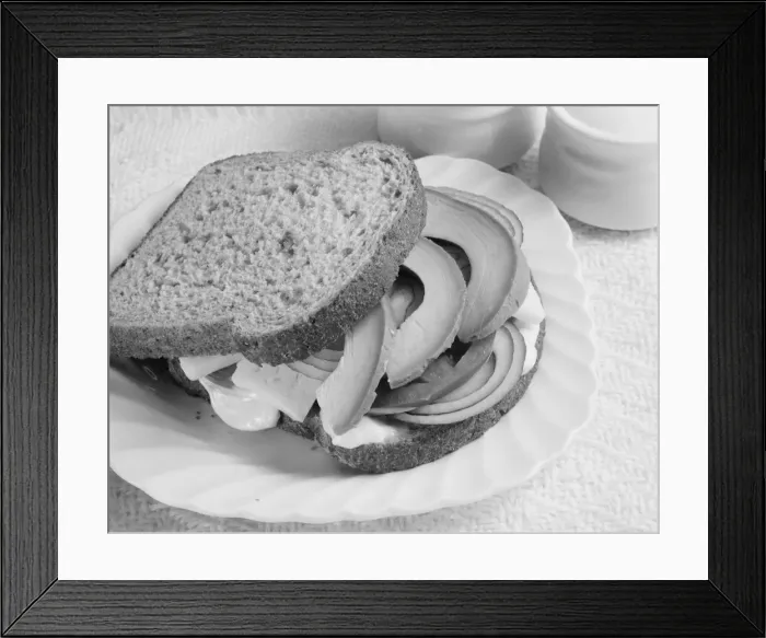 Framed Print : Vegetable sandwich on plate, close-up