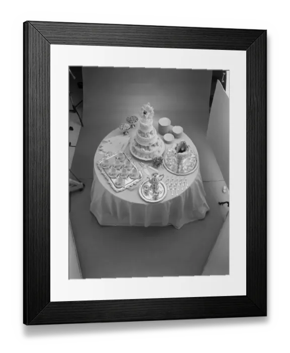 Framed Print : Wedding cake decorated with place setting Framed Print : Wedding cake decorated with place setting
