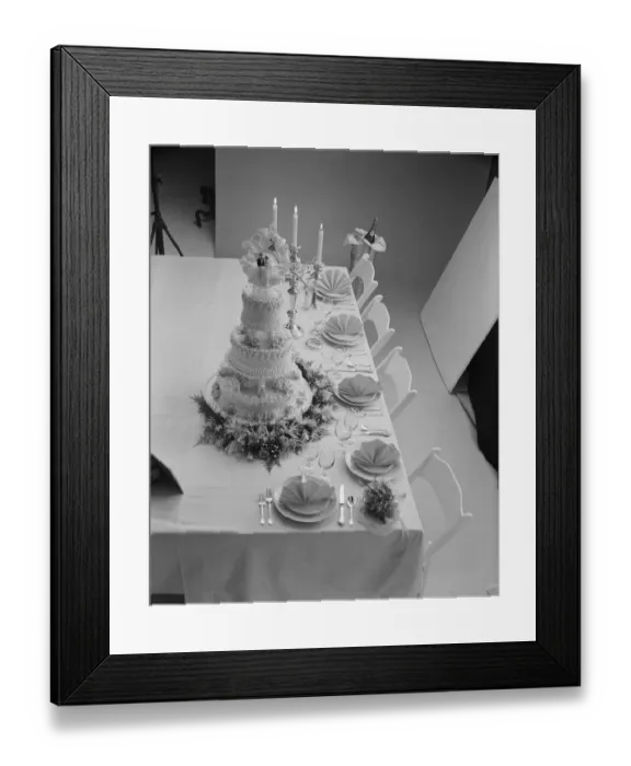 Framed Print : Wedding cake decorated with place setting Framed Print : Wedding cake decorated with place setting