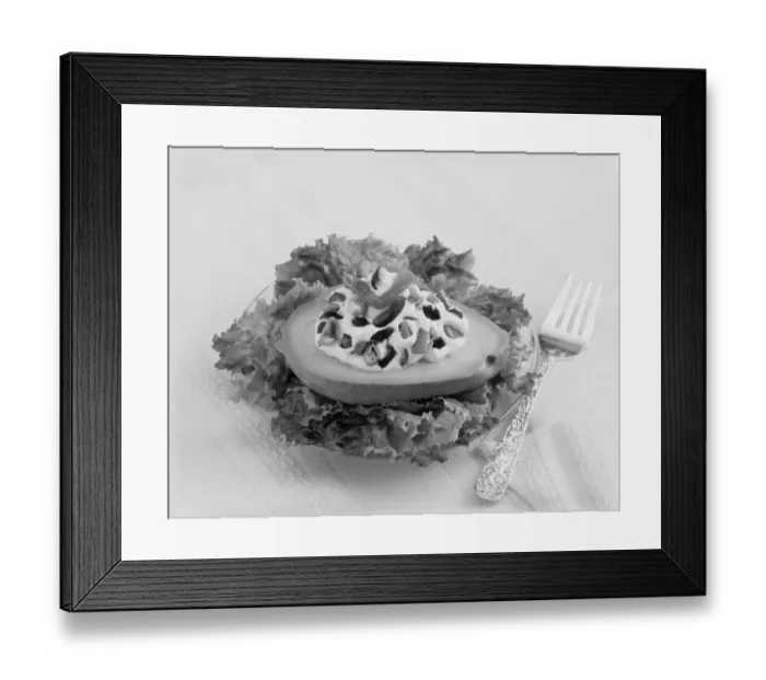 Framed Print : Stuffed avocado on lettuce with fork Framed Print : Stuffed avocado on lettuce with fork