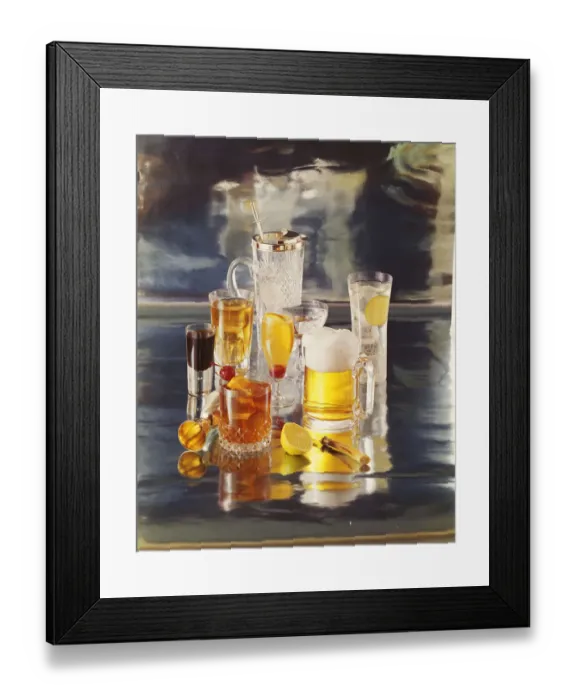 Framed Print : Various of glasses of drink, close-up Framed Print : Various of glasses of drink, close-up