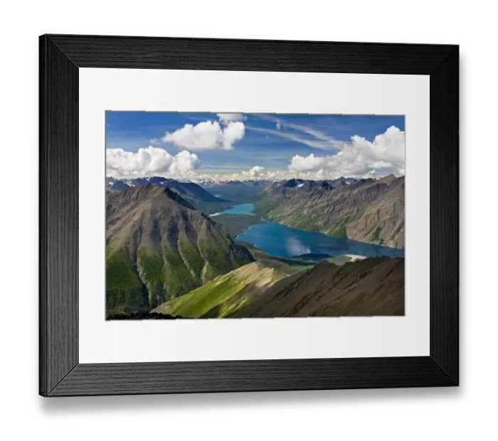 Framed Print : View of Kathleen Lake from Kings Throne Mountain, Kluane National Park, Yukon, Canada
