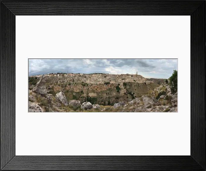 Framed Print : Large Size Panoramic View Of Gravina Di Matera, UNESCO World Heritage Site, Basilicata, Southern Italy Framed Print : Large Size Panoramic View Of Gravina Di Matera, UNESCO World Heritage Site, Basilicata, Southern Italy