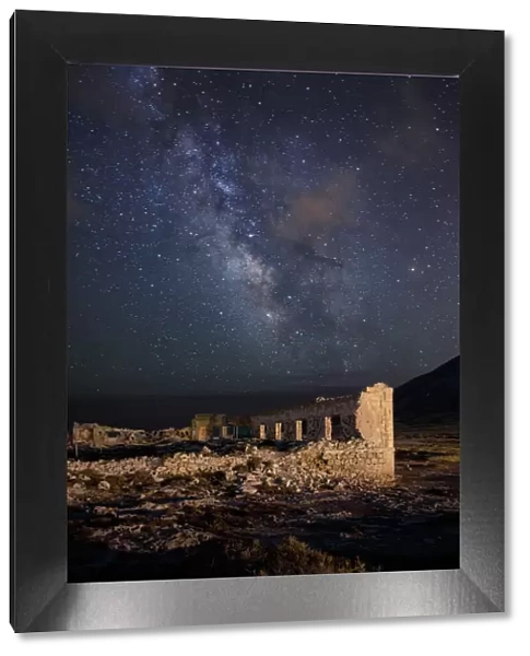 Ruins in Los Escullos and the Milky Way background