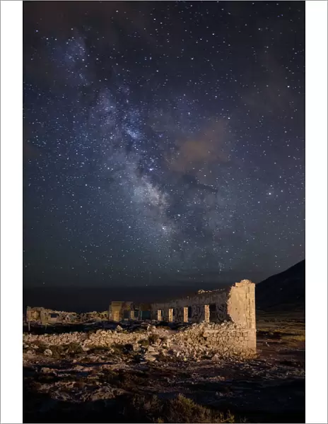 Ruins in Los Escullos and the Milky Way background