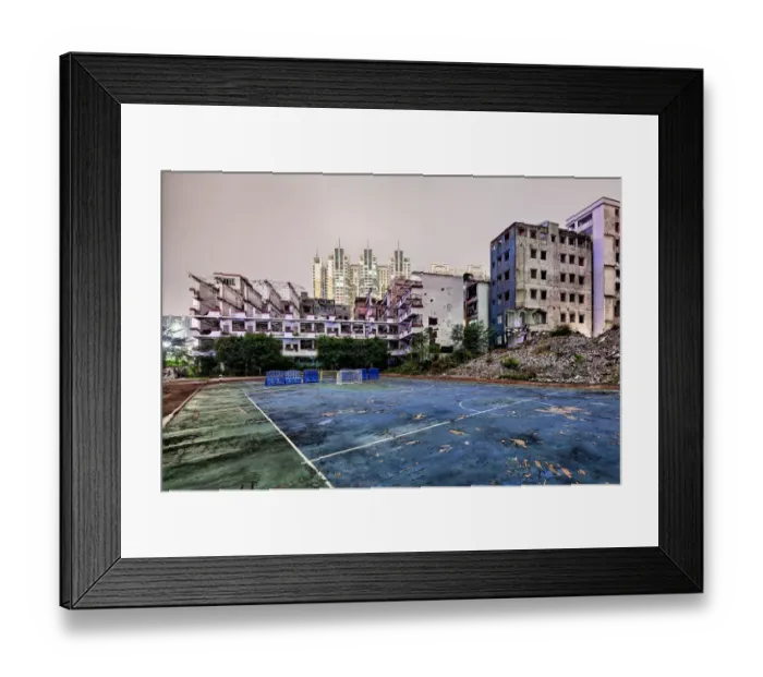 Framed Print : China new building demolition area repression Framed Print : China new building demolition area repression