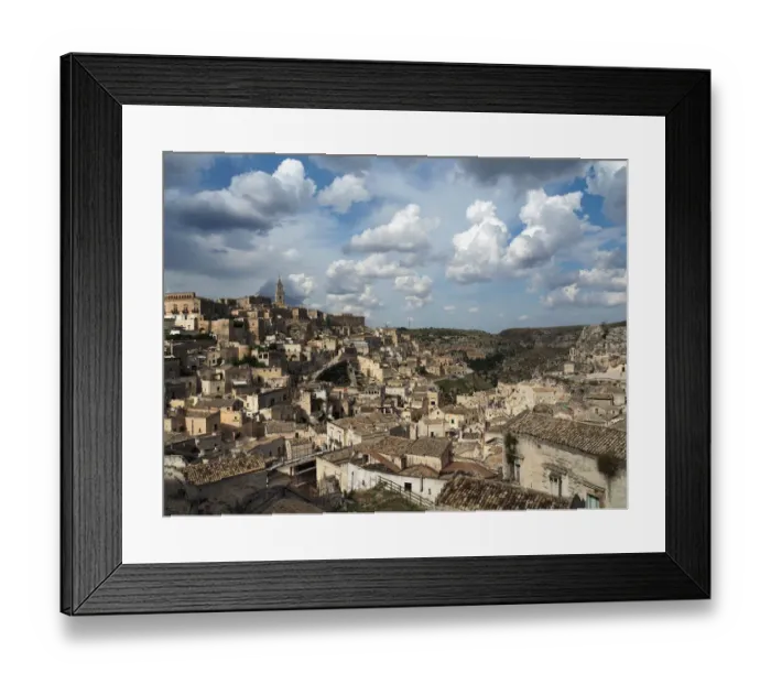 Framed Print : Beautiful Clouds Over The City Of Matera, UNESCO World Heritage Site, Southern Italy Framed Print : Beautiful Clouds Over The City Of Matera, UNESCO World Heritage Site, Southern Italy