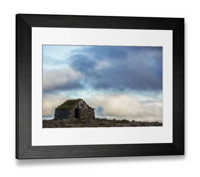 Framed Print : Abandoned rock and stone house in rural Iceland