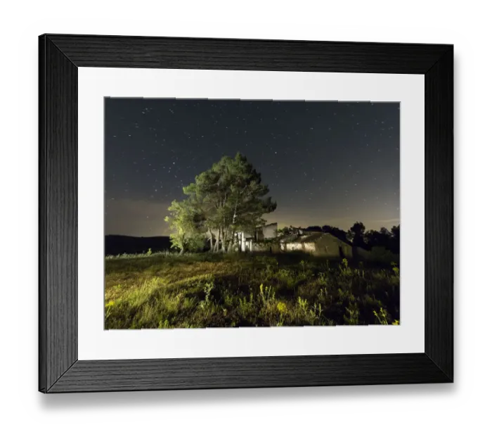 Framed Print : Uninhabited and derelict farmhouse full moon night Framed Print : Uninhabited and derelict farmhouse full moon night