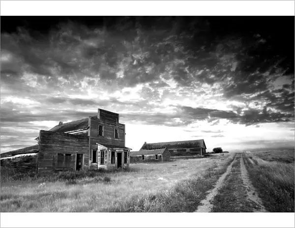 Prairie Ghost Town in Black and White