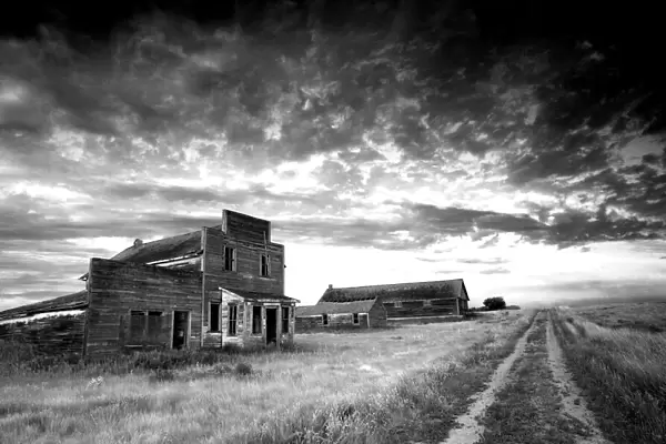 Prairie Ghost Town in Black and White
