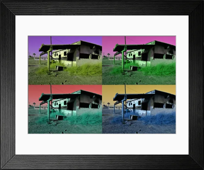 Framed Print : USA, California, Bombay Beach, charred house (montage) Framed Print : USA, California, Bombay Beach, charred house (montage)