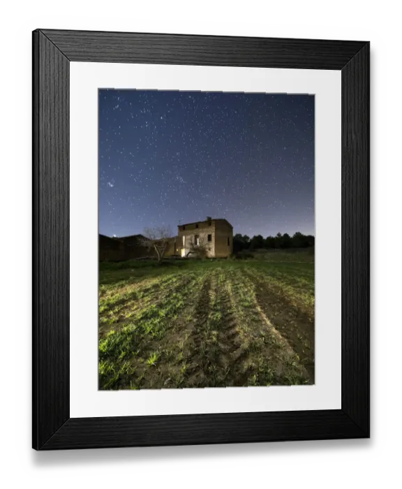 Framed Print : Ancient farmhouse a night of starry sky Framed Print : Ancient farmhouse a night of starry sky