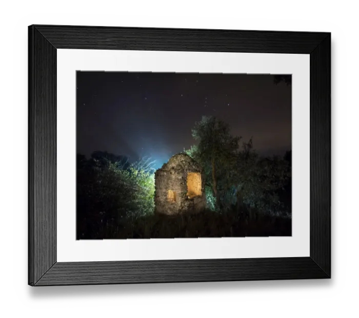 Framed Print : Ancient well of water in the field a night of gray sky Framed Print : Ancient well of water in the field a night of gray sky