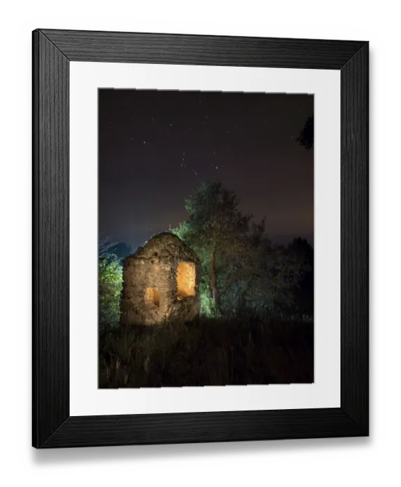 Framed Print : Ancient well of water in the field a night of gray sky Framed Print : Ancient well of water in the field a night of gray sky
