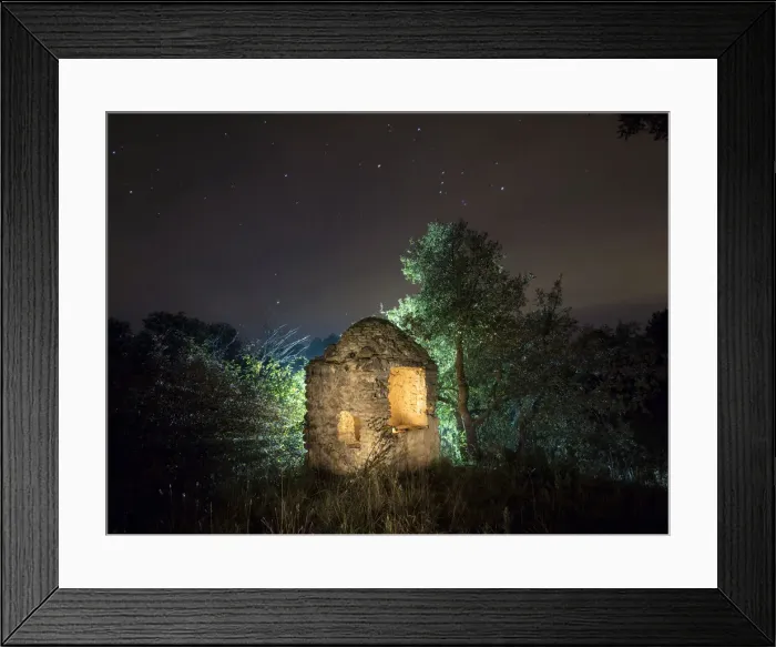 Framed Print : Ancient well of water in the field a night of gray sky Framed Print : Ancient well of water in the field a night of gray sky