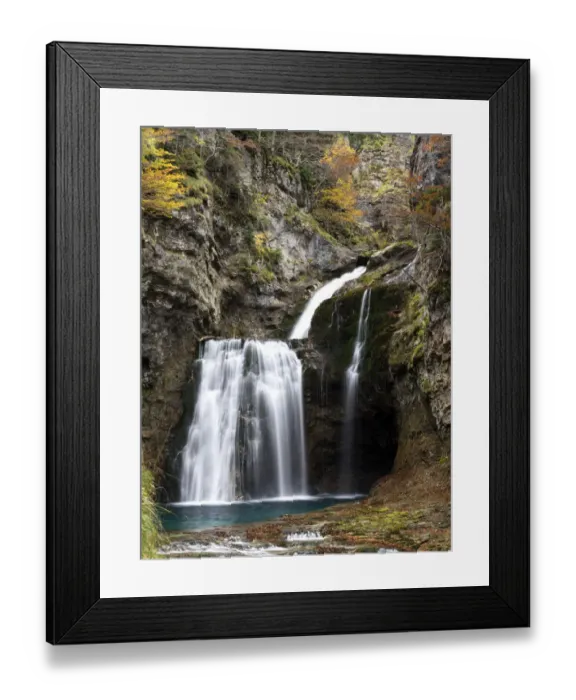 Framed Print : Waterfall in a forest in Autumn Framed Print : Waterfall in a forest in Autumn
