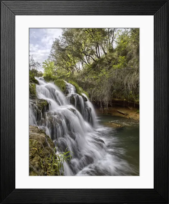 Framed Print : Waterfall in a narrow ravine on a lake Framed Print : Waterfall in a narrow ravine on a lake