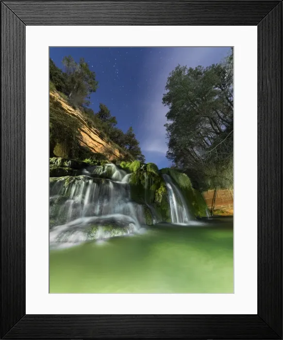 Framed Print : Cataract in the night with sky of stars Framed Print : Cataract in the night with sky of stars