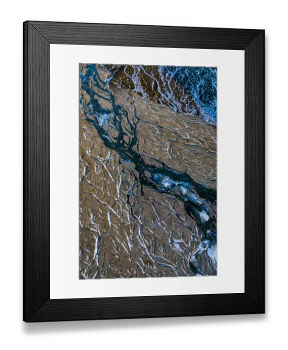 Framed Print : Crooked Glacial River Bed, Iceland Framed Print : Crooked Glacial River Bed, Iceland