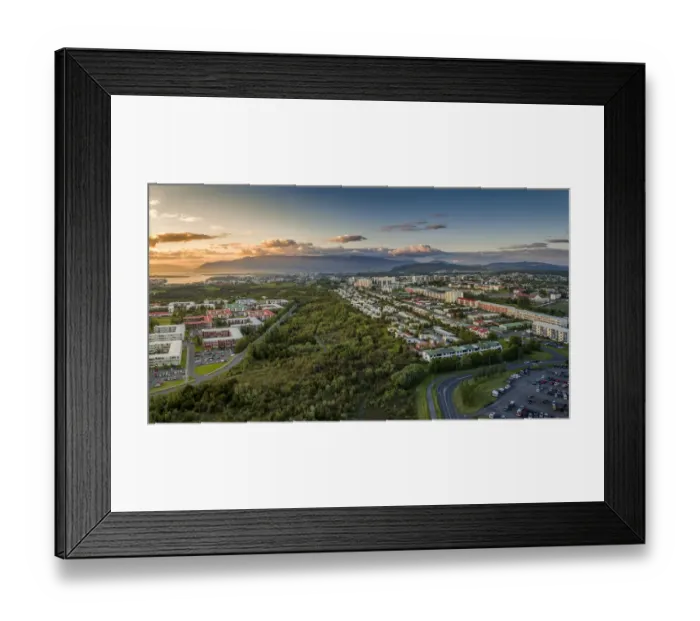 Framed Print : Aerial view of Neighborhood of Reykjavik