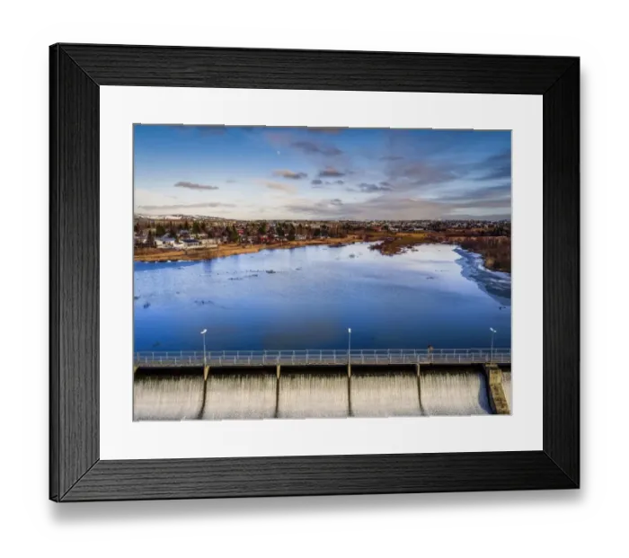 Framed Print : Top view of Lake Ellidavatn, Reykjavik, Iceland