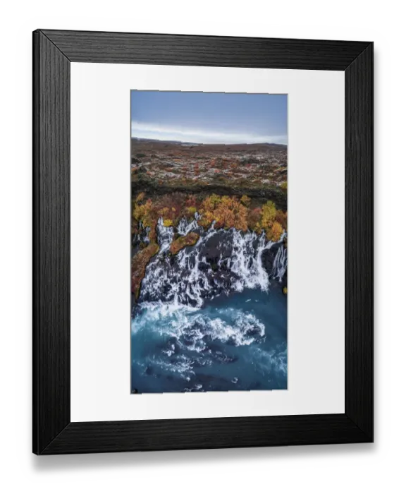 Framed Print : Aerial view of Hraunfossar, Iceland Framed Print : Aerial view of Hraunfossar, Iceland