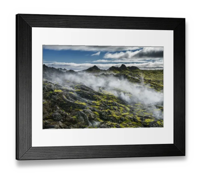 Framed Print : Steaming lava fields in Reykjanes, Iceland