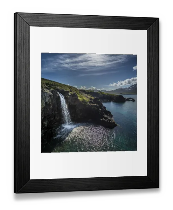 Framed Print : Waterfall, cliff side, Borgafjordur East, Iceland Framed Print : Waterfall, cliff side, Borgafjordur East, Iceland