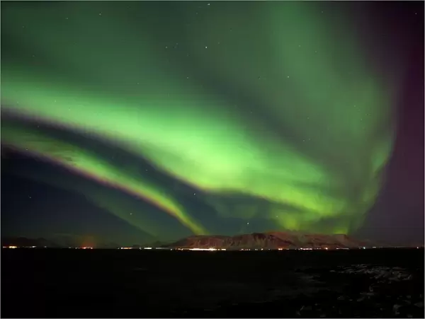 Northern lights in Reykjavik, Iceland
