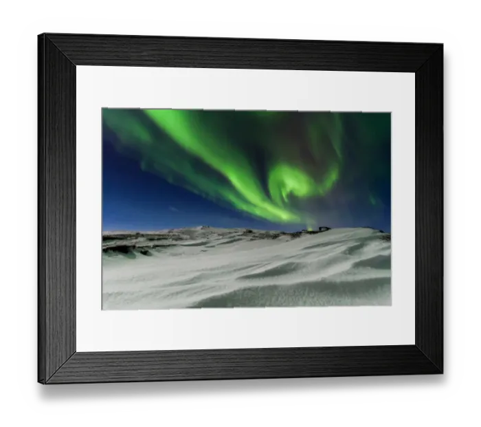 Framed Print : Northern lights over the snow-capped mountains