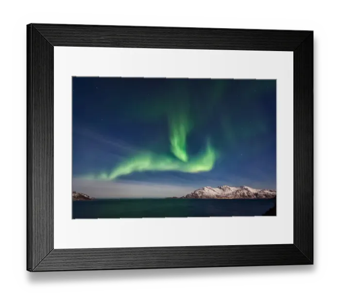 Framed Print : The Seals. Northern Lights (Aurora Borealis) over GrotfjAŝrd, KvalAŝya (lit Framed Print : The Seals. Northern Lights (Aurora Borealis) over GrotfjAŝrd, KvalAŝya (lit