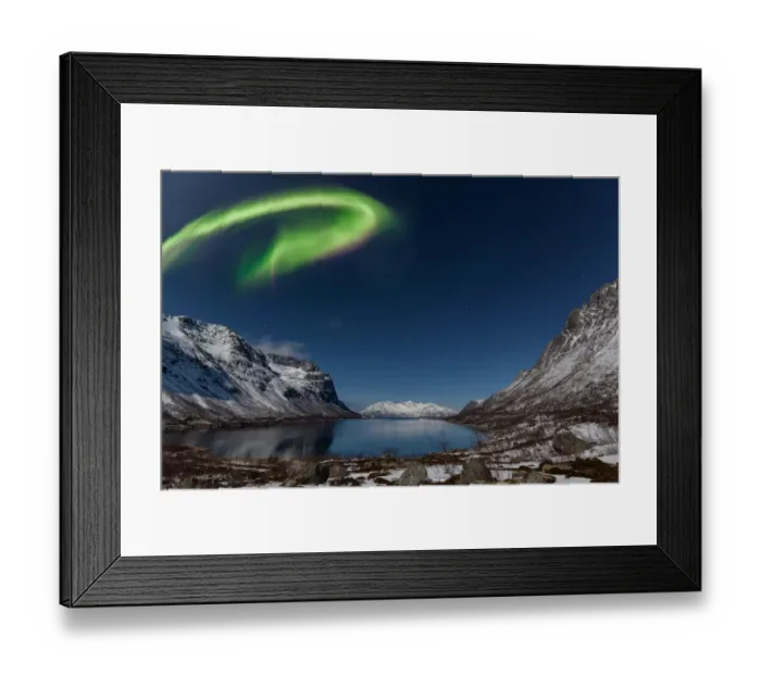 Framed Print : Encounter. Northern Lights (Aurora Borealis) over GrotfjAŝrd, KvalAŝya (lit Framed Print : Encounter. Northern Lights (Aurora Borealis) over GrotfjAŝrd, KvalAŝya (lit