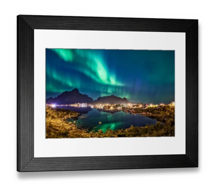 Framed Print : Northern Lights over Lofoten beautiful landscape Framed Print : Northern Lights over Lofoten beautiful landscape