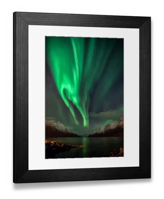 Framed Print : Aurora over fjord Framed Print : Aurora over fjord
