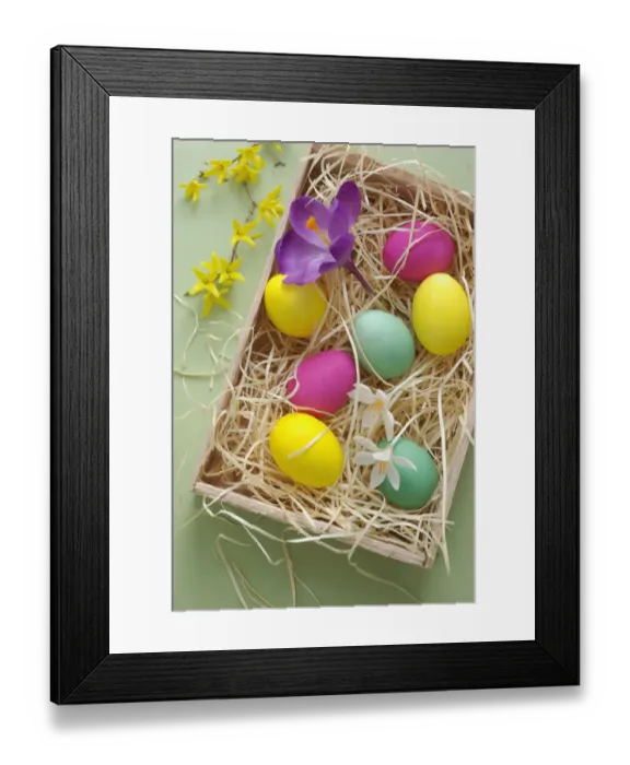 Framed Print : Easter Eggs in wooden box